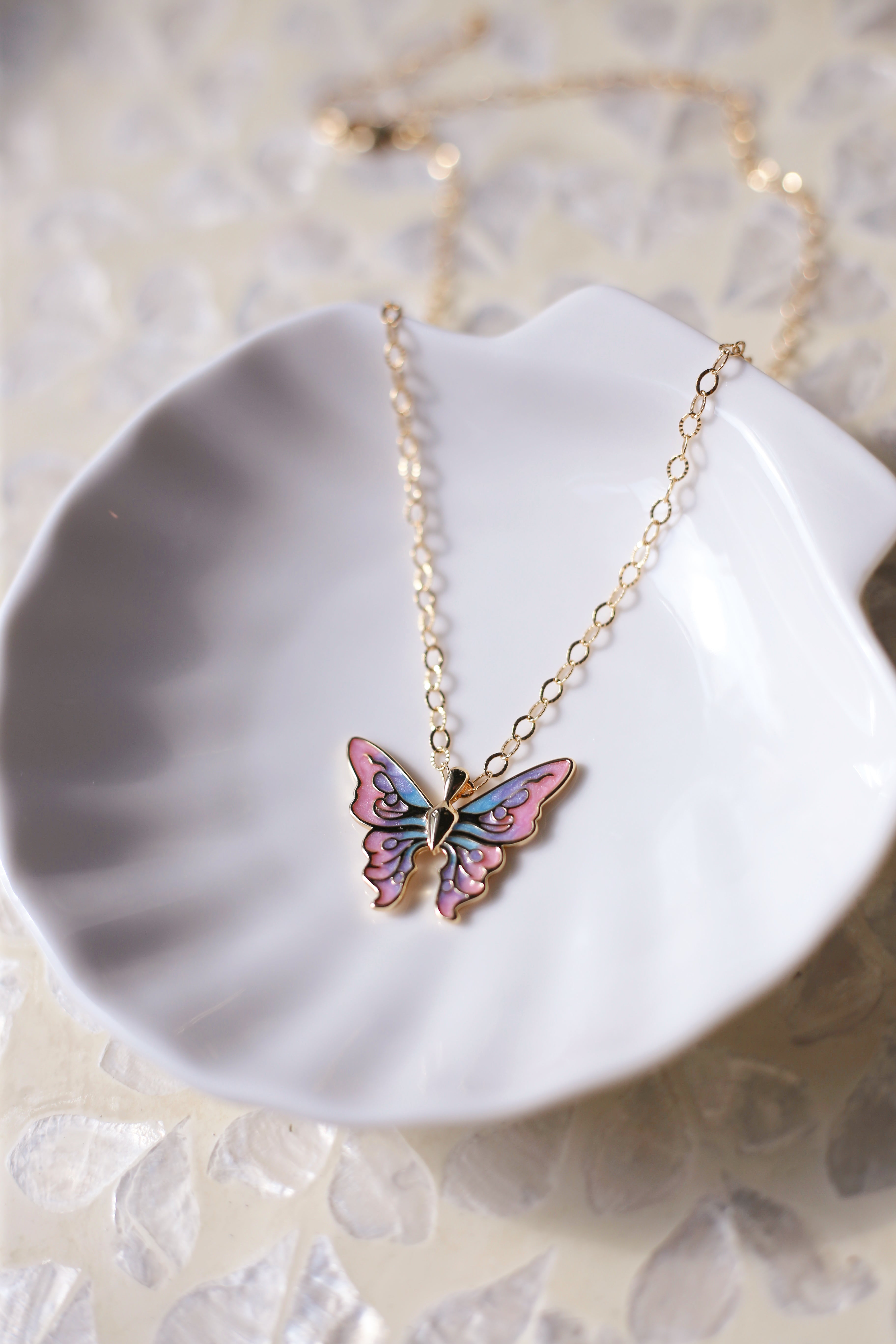 Harmony Gold Butterfly Charm Necklace Angle