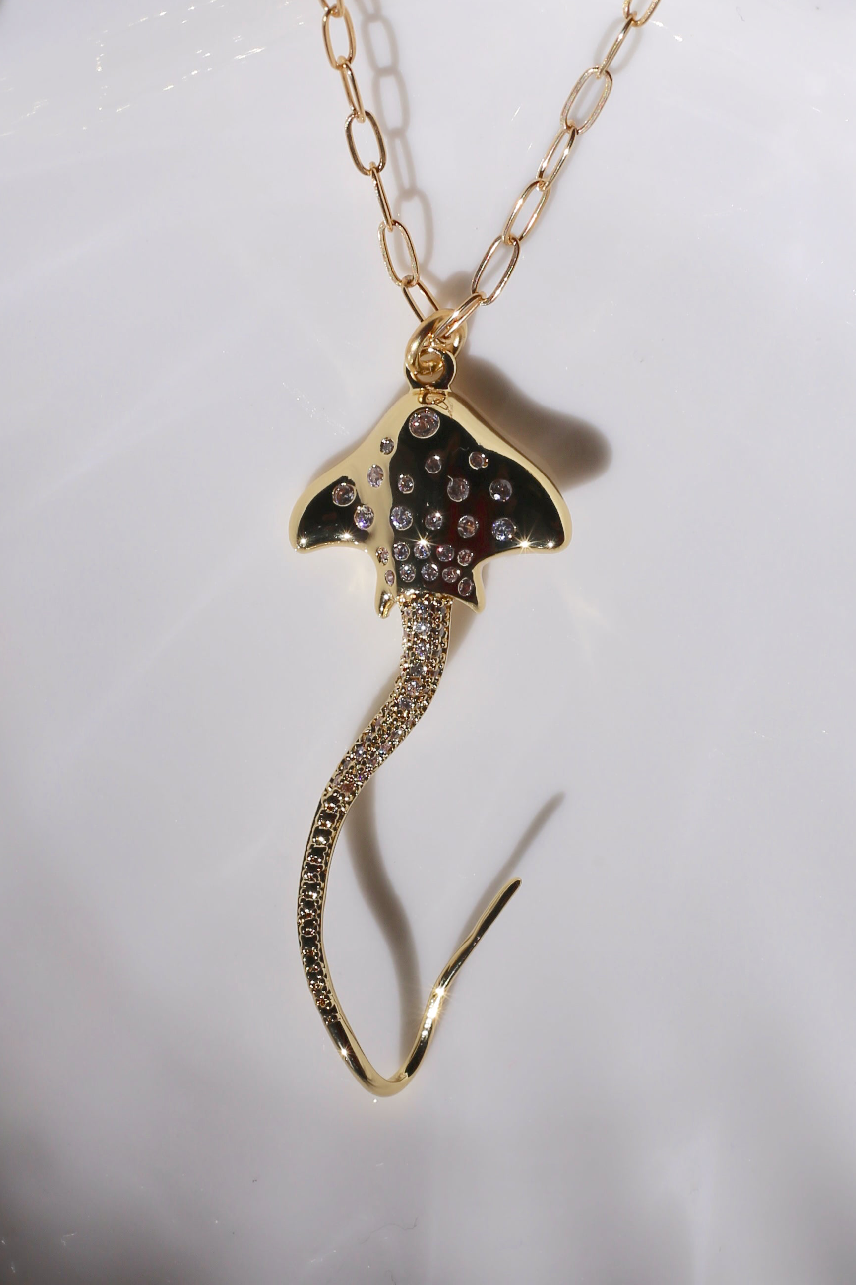 Hihimanu Spotted Eagle Ray Gold Charm Necklace