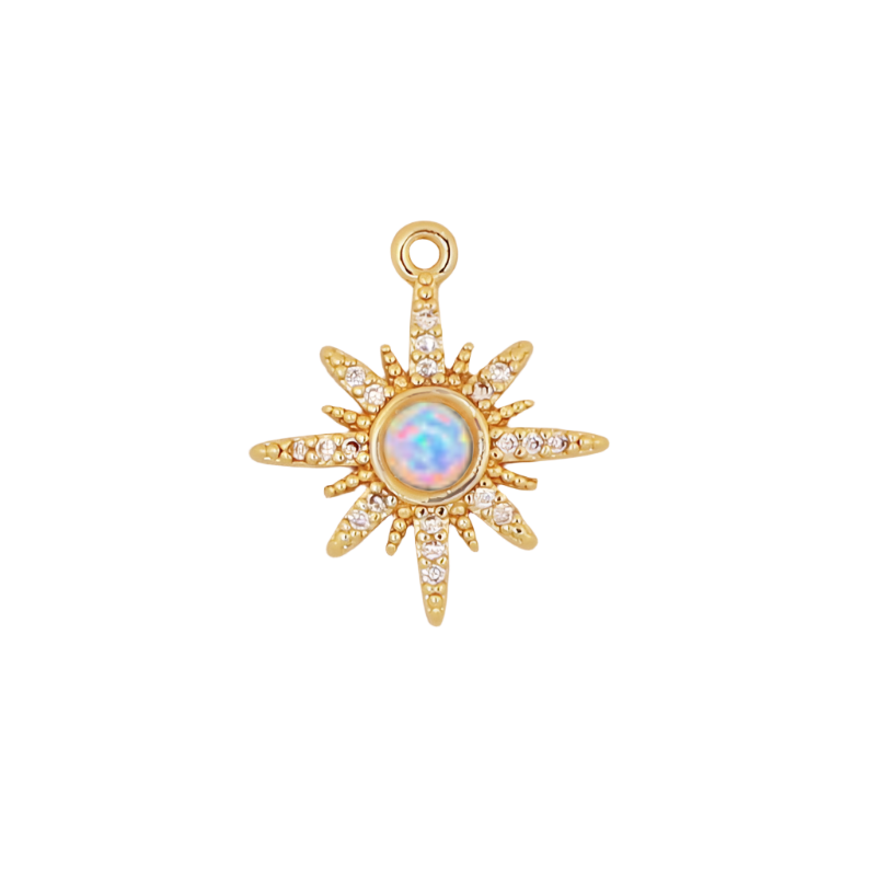 Small Gold Opal Star Charm