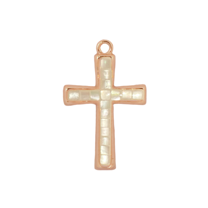 Small Mother of Pearl Cross Charm