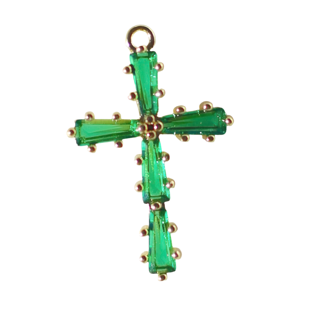 Baguette Cross CZ Charm