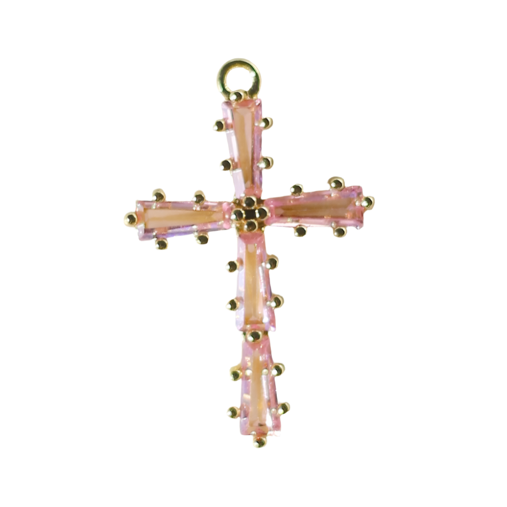 Baguette Cross CZ Charm