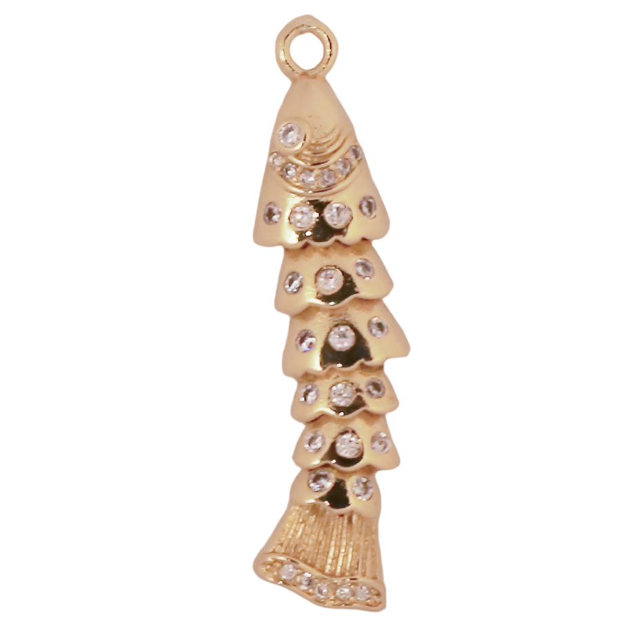 Large Gold CZ Fish Charm 