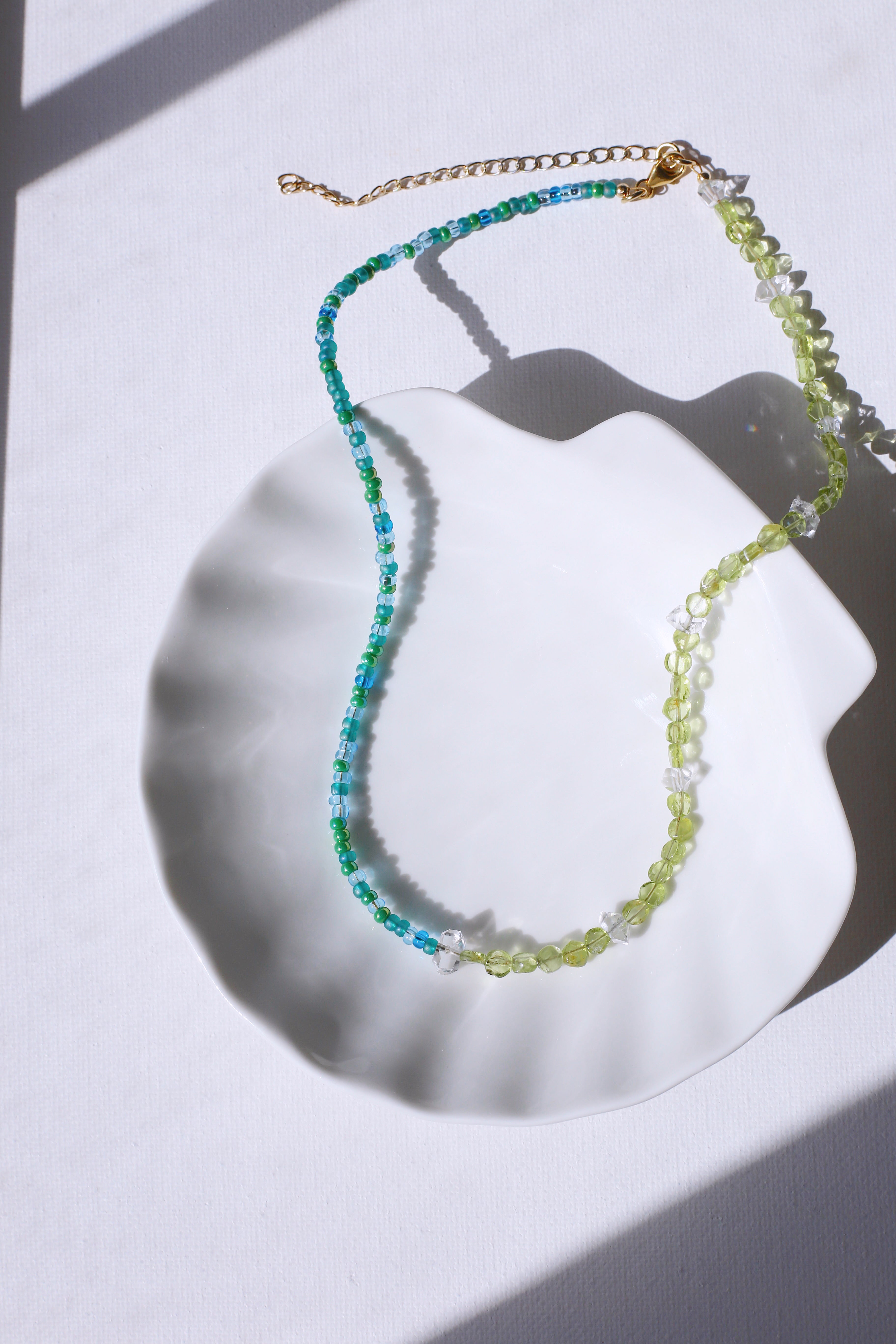 Malia Peridot Herkimer Diamond Necklace Full