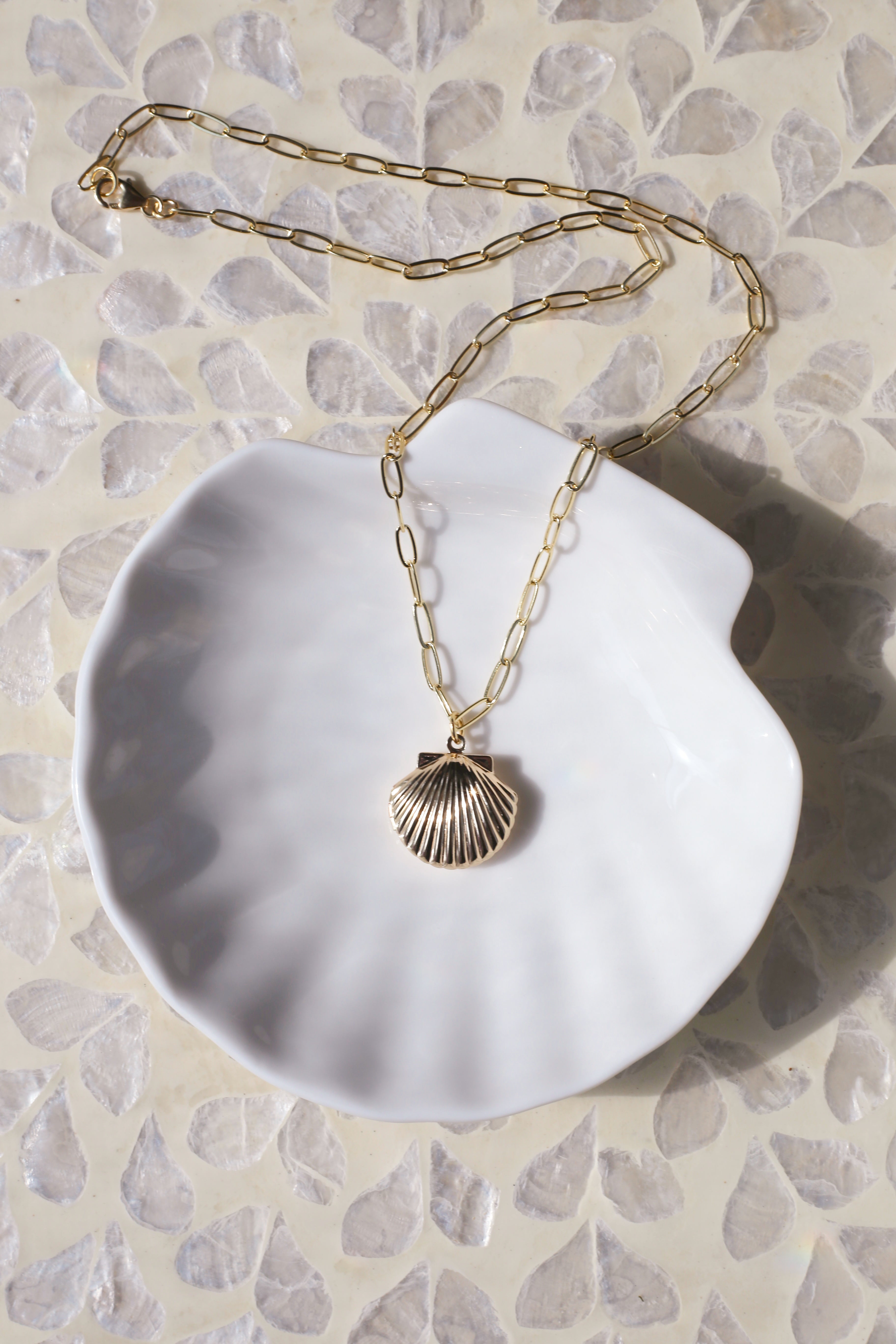 Mermaid Gold Seashell Locket Necklace
