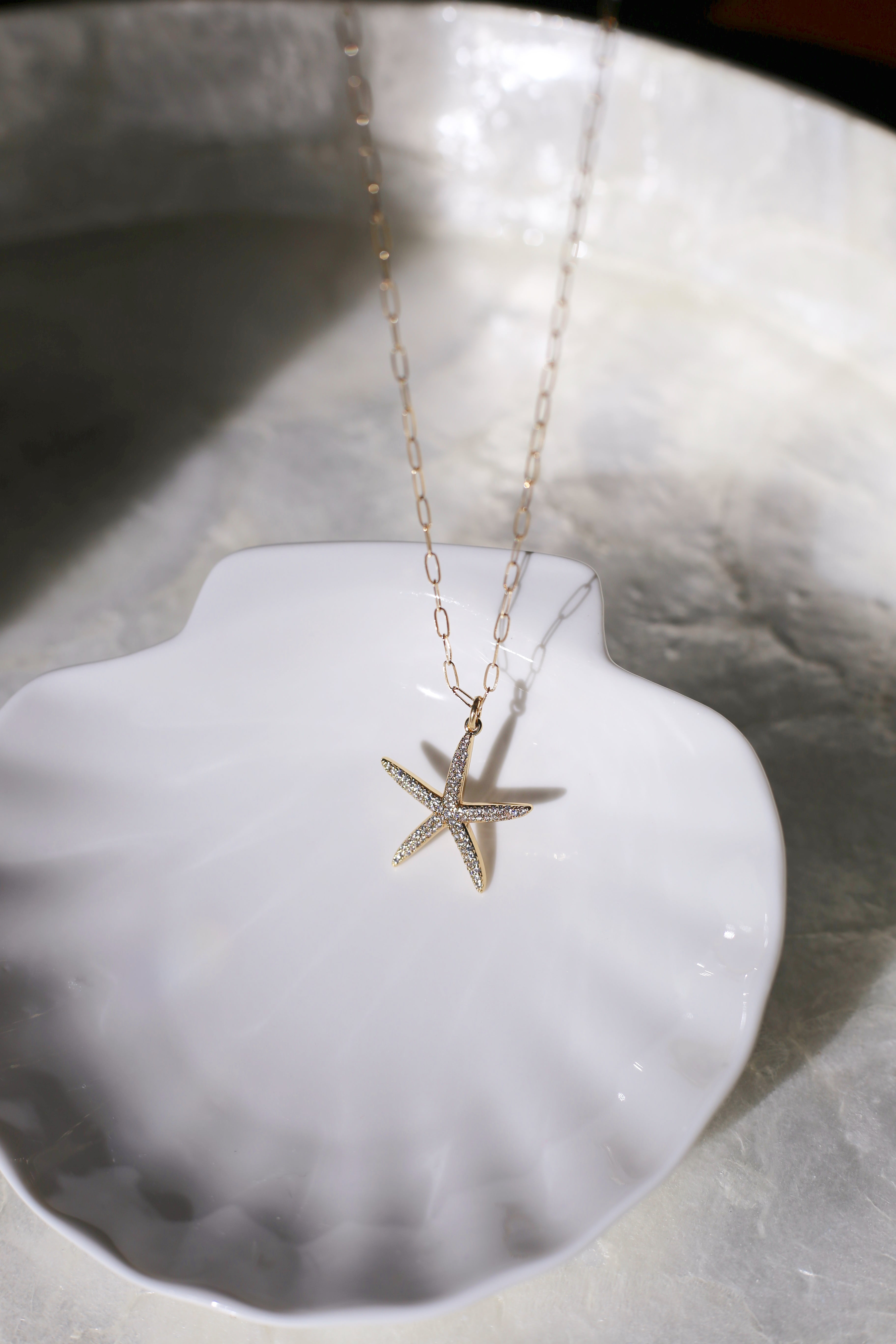 Nautica CZ and Gold Starfish Necklace