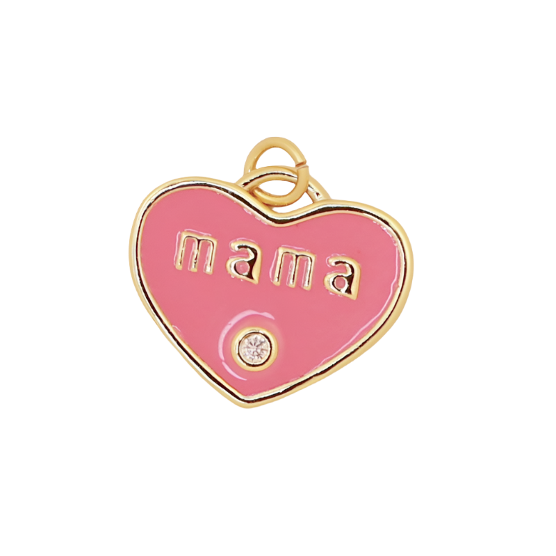 Pink Enamel Mama Heart Charm