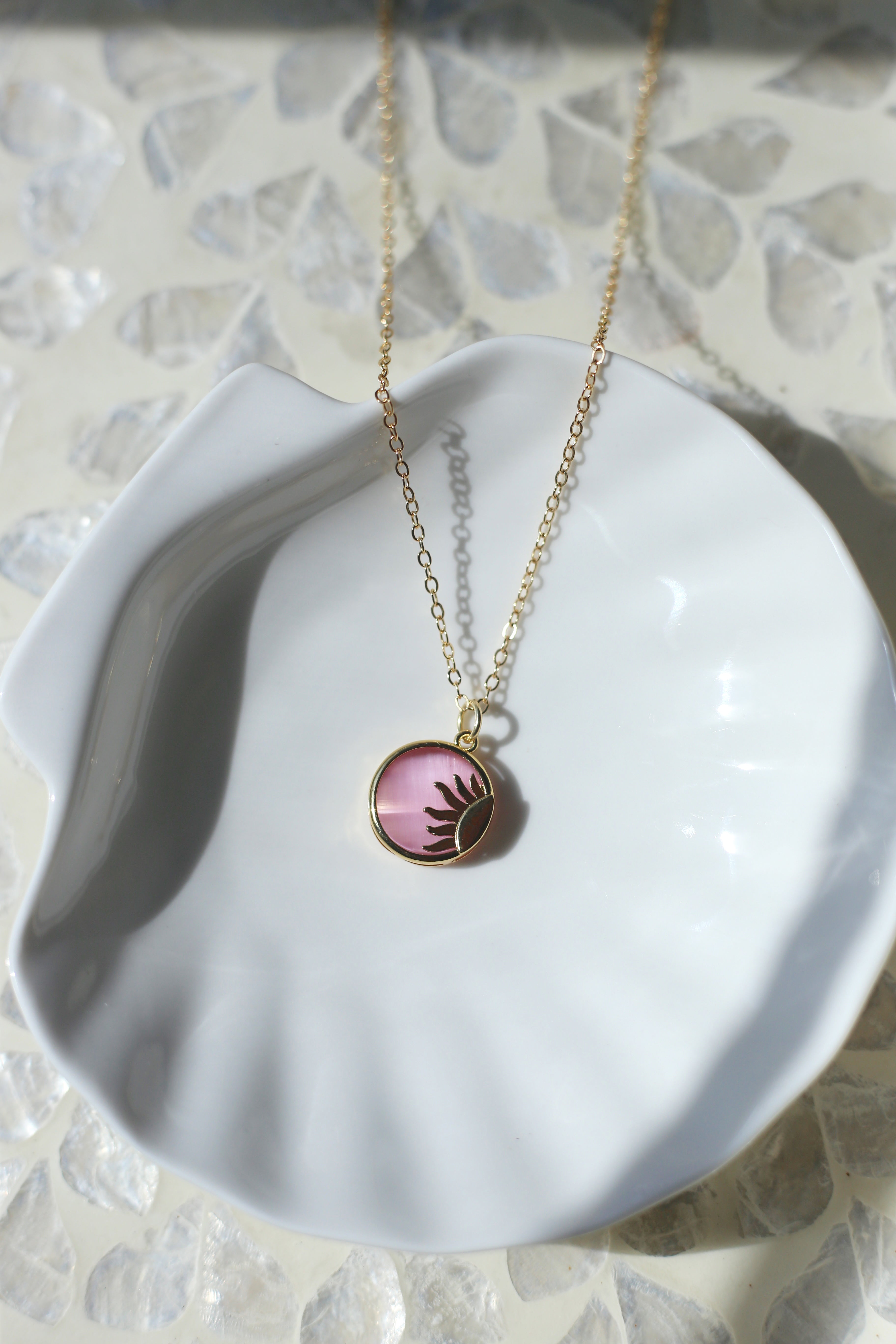 Pink Soleil Gold Charm Necklace