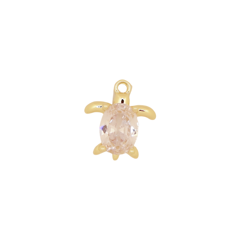 Gold CZ Turtle Charm