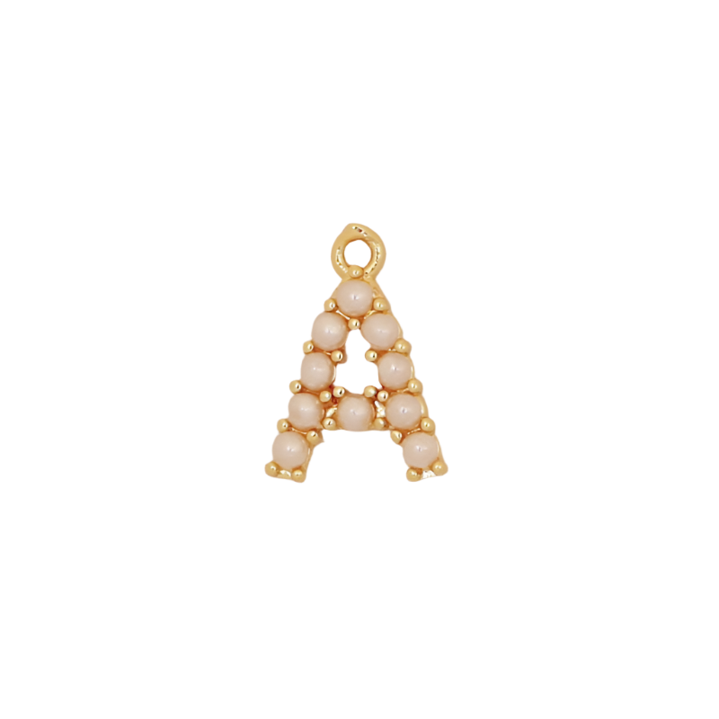 Gold Initial Letter Pearl Charm