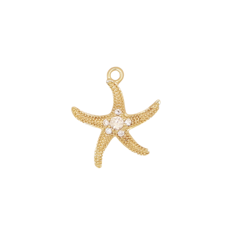 Small Gold Starfish CZ Center Charm