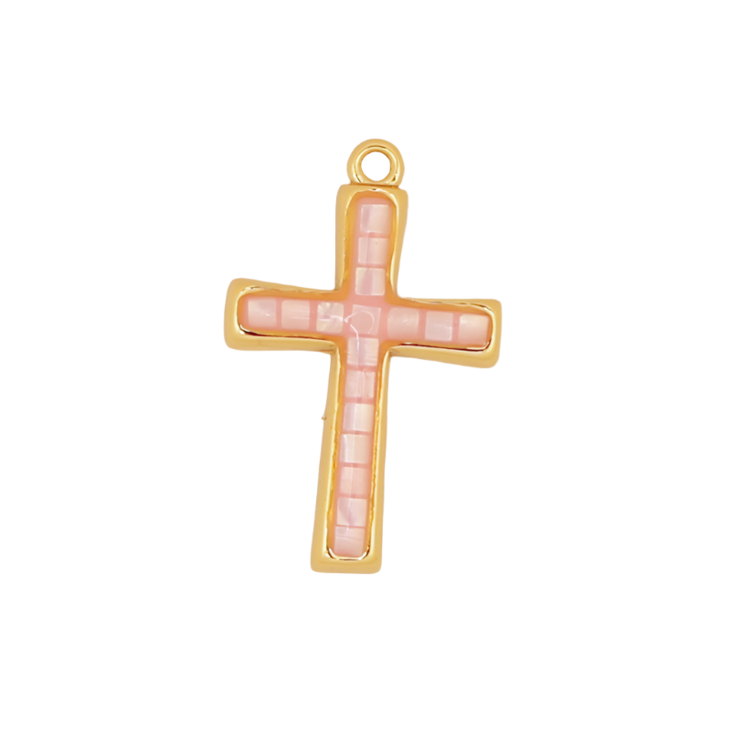 Small Mother of Pearl Cross Charm