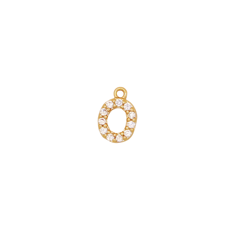 Gold Initial Pave CZ Charm