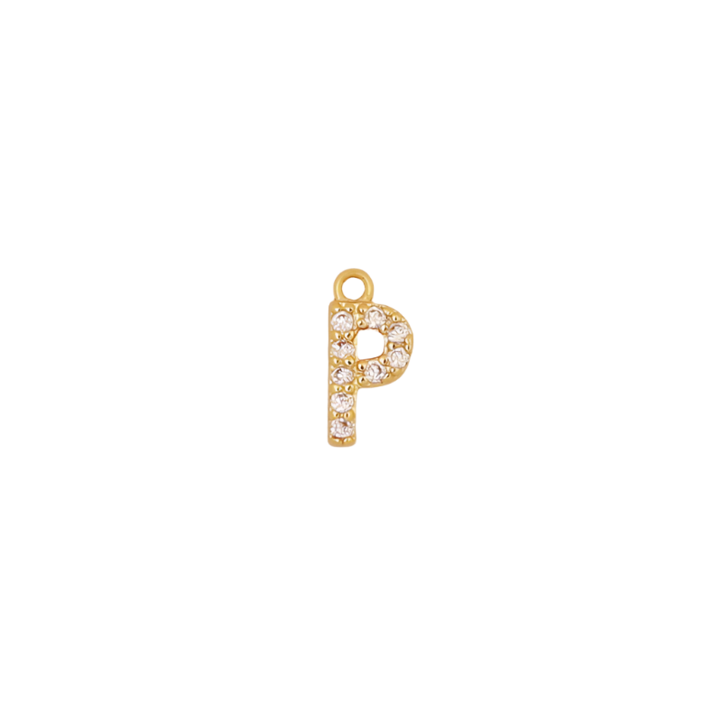 Gold Initial Pave CZ Charm