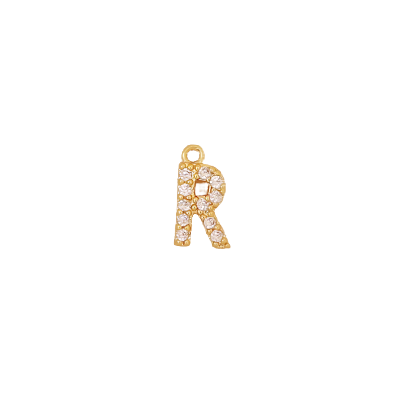 Gold Initial Pave CZ Charm