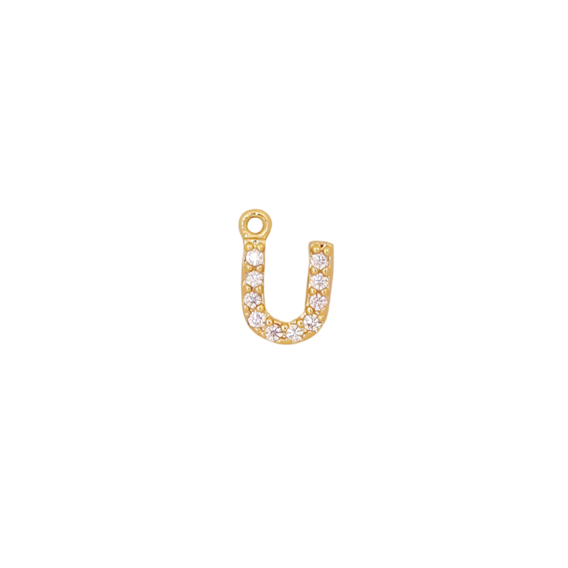 Gold Initial Pave CZ Charm