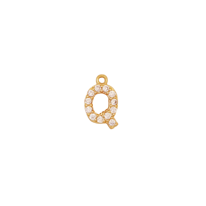 Gold Initial Pave CZ Charm