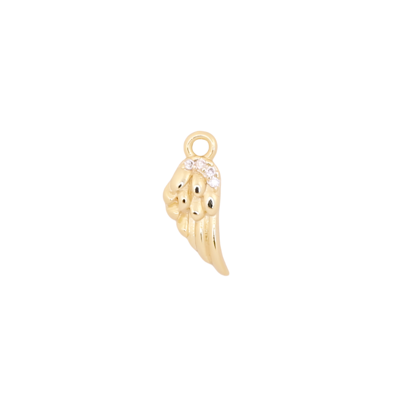 Dainty Gold Angel Wing CZ Charm