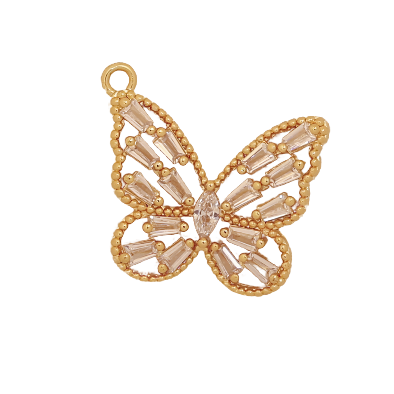 Gold Butterfly Pavé CZ Charm