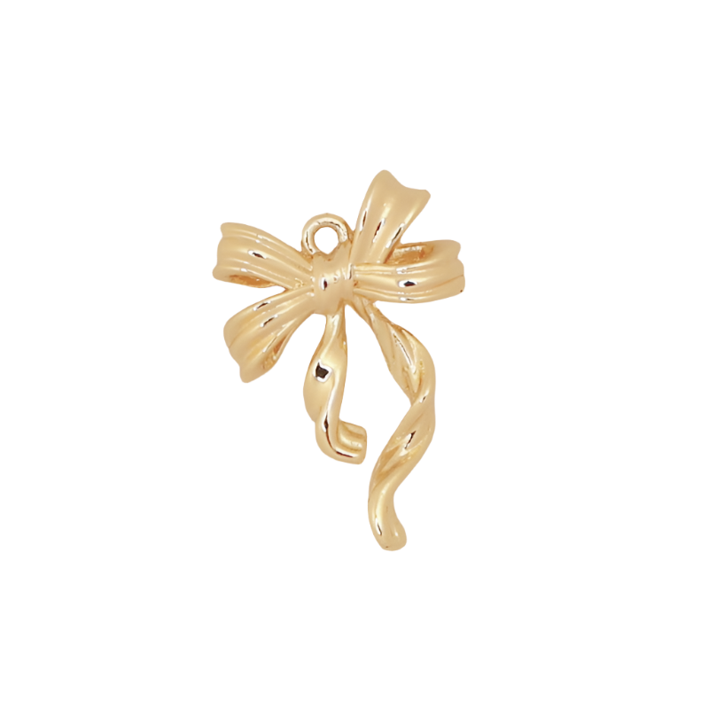 Gold Ribbon Bow Charm