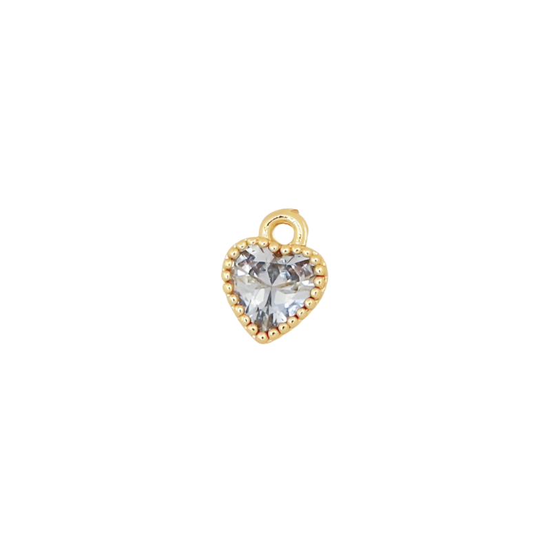 Dainty Heart Gold Border CZ Charm