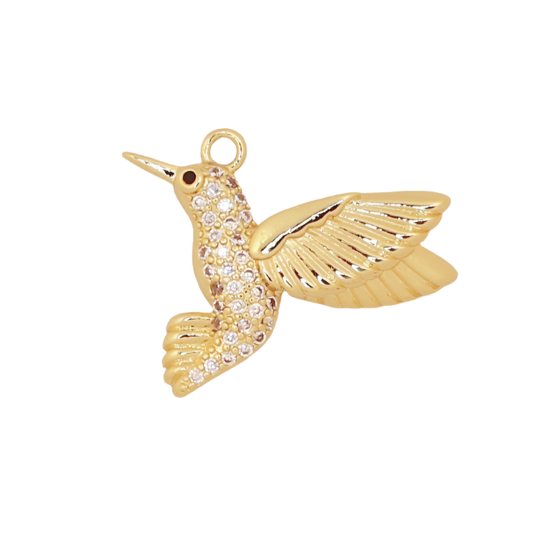 Gold Hummingbird CZ Body Charm