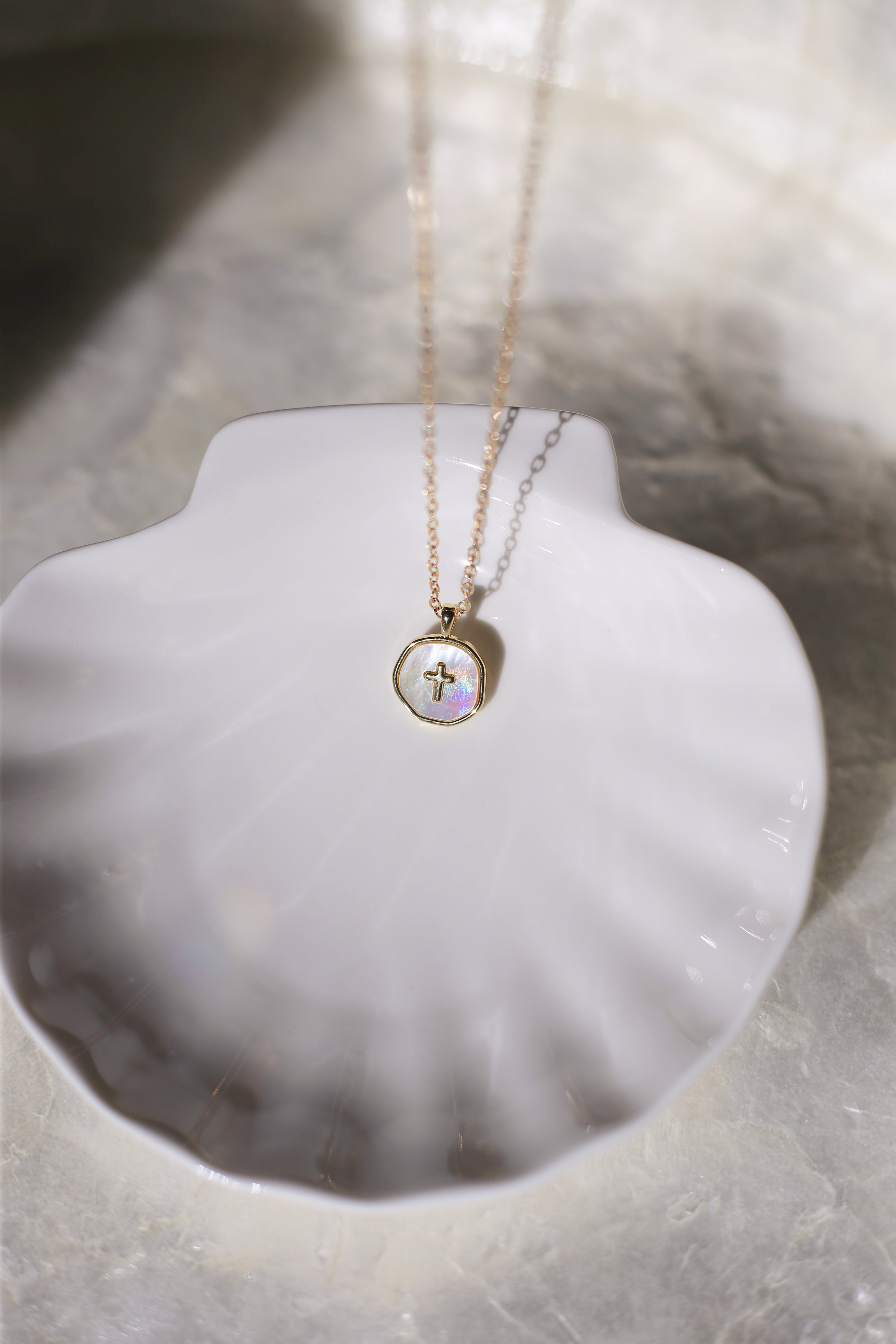 Ruth - Mother of Pearl Circle Cross