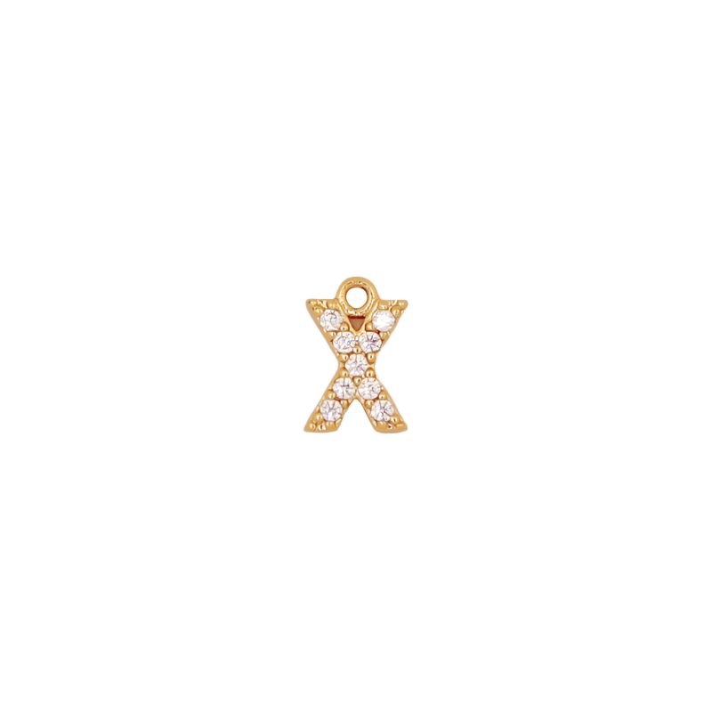 Gold Initial Pave CZ Charm