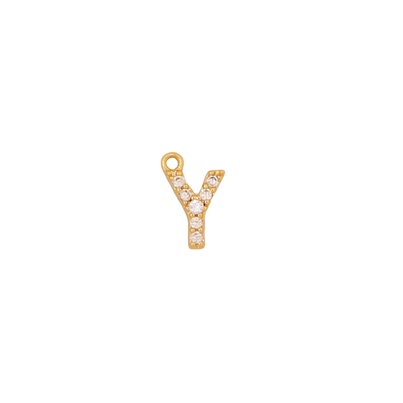 Gold Initial Pave CZ Charm