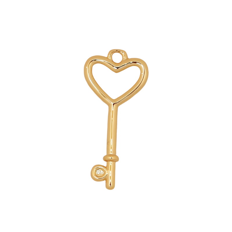 Gold Heart Key Charm