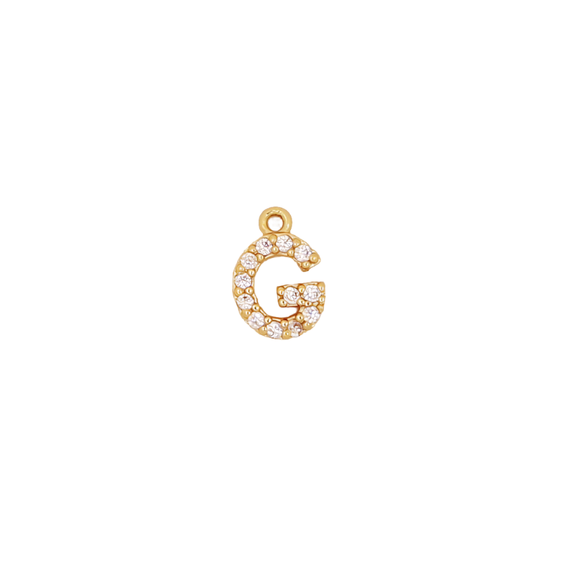 Gold Initial Pave CZ Charm