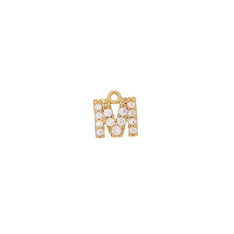 Gold Initial Pave CZ Charm