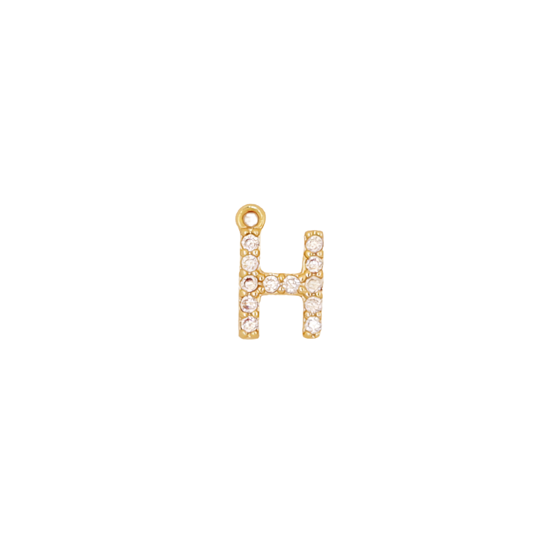 Gold Initial Pave CZ Charm