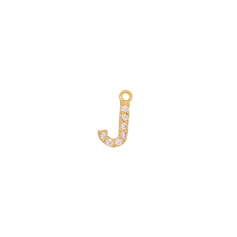 Gold Initial Pave CZ Charm