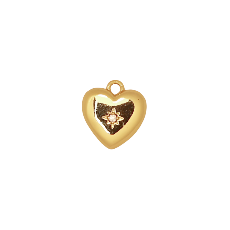 Gold Small Heart with CZ Charm