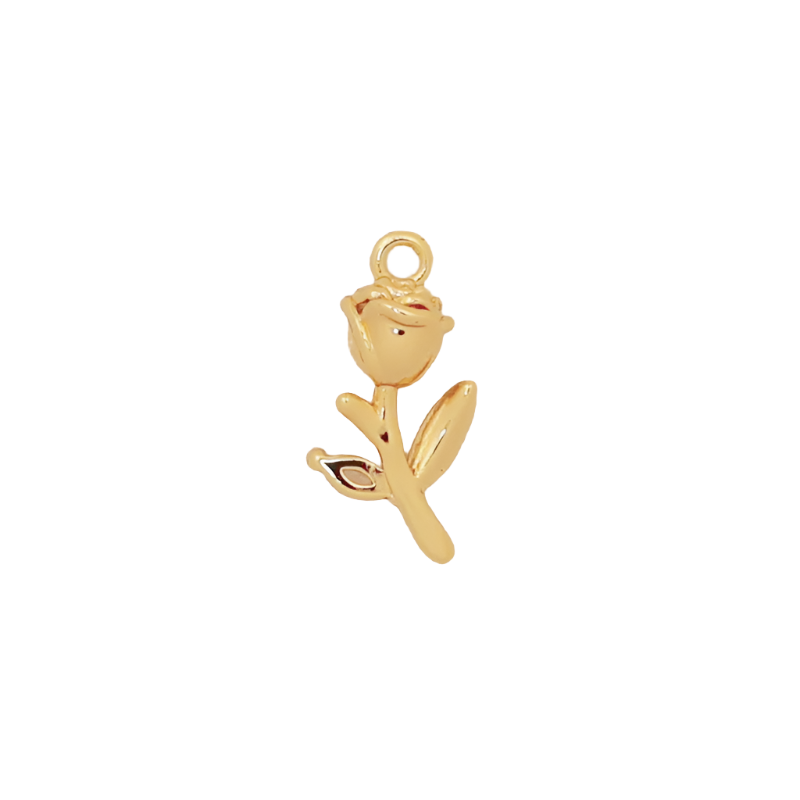 Gold Rose CZ Charm