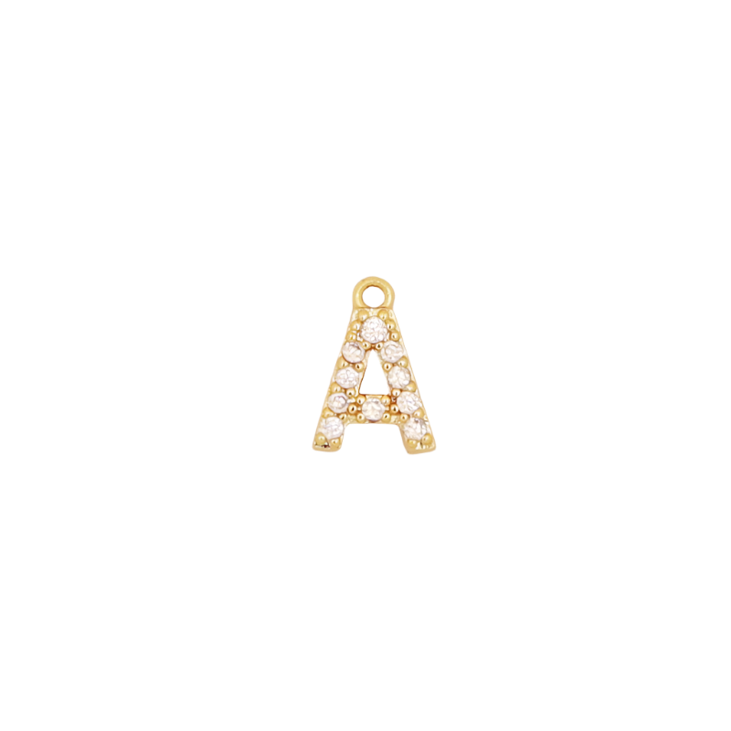 Gold Initial Pave CZ Charm