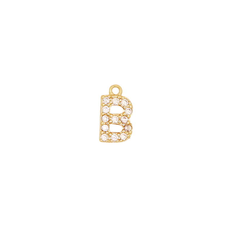 Gold Initial Pave CZ Charm