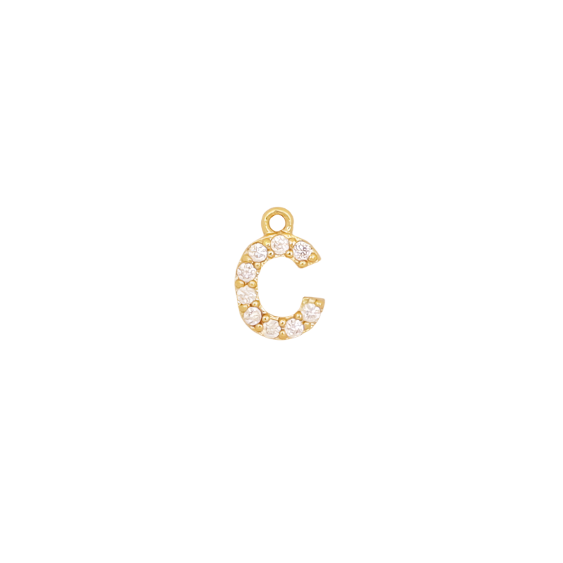 Gold Initial Pave CZ Charm