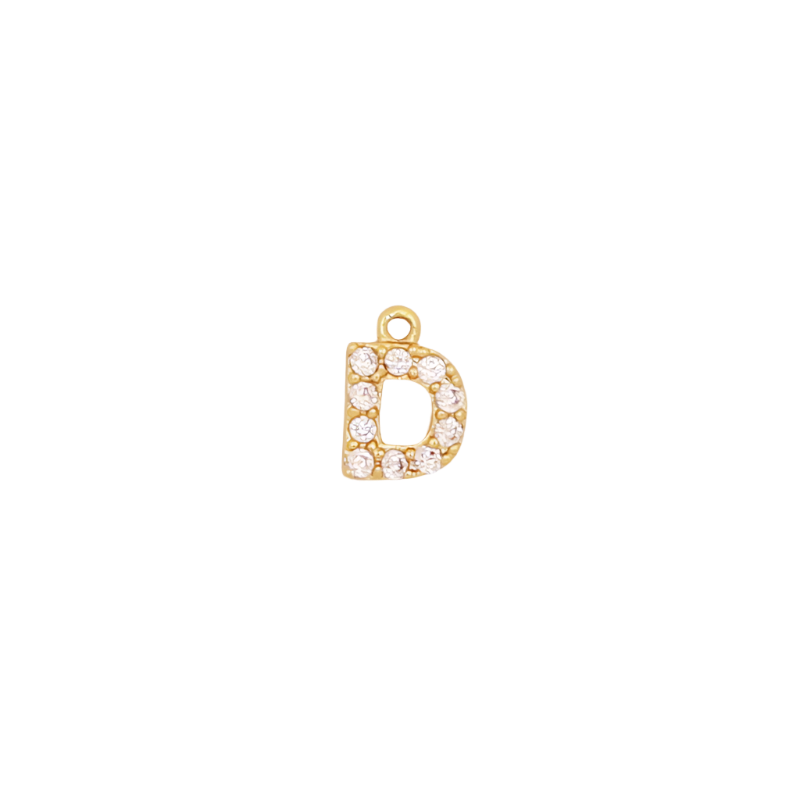 Gold Initial Pave CZ Charm