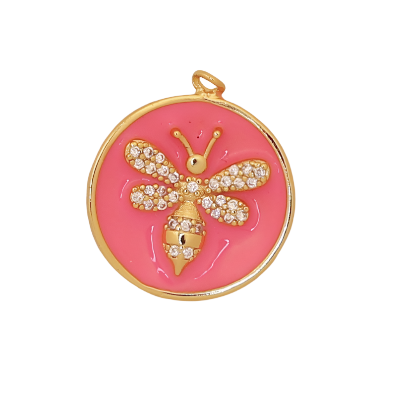 Hot Pink Enamel Bee Charm