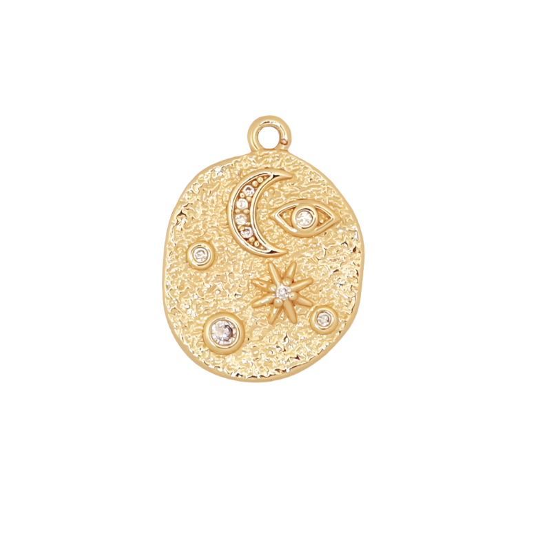 Gold Celestial Coin Charm