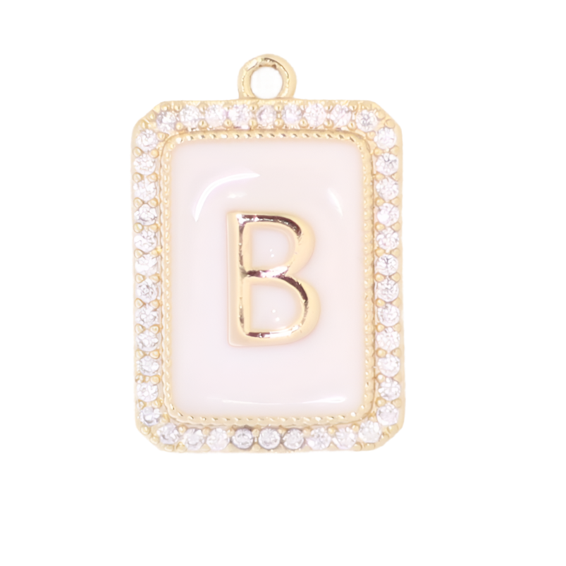 White Enamel Initial Letter B Charm
