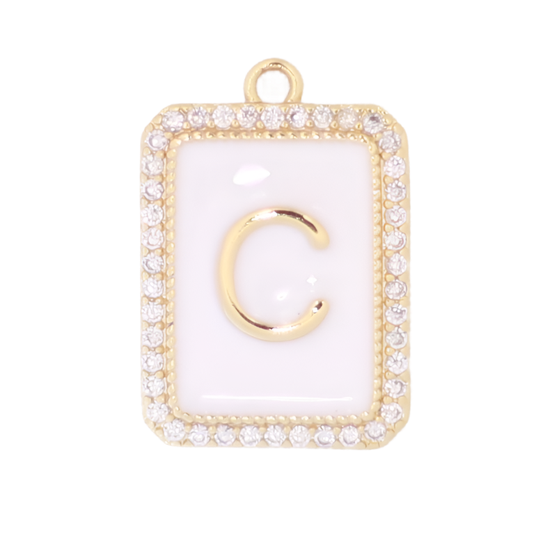 White Enamel Initial Letter C Charm