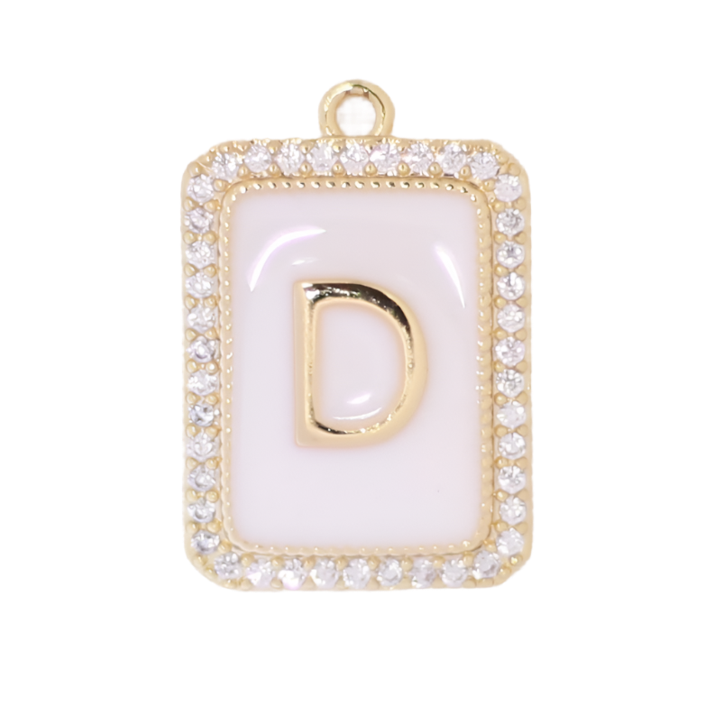 White Enamel Initial Letter D Charm