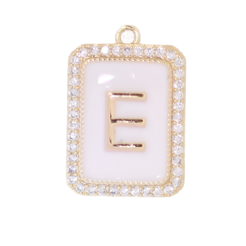White Enamel Initial Letter E Charm