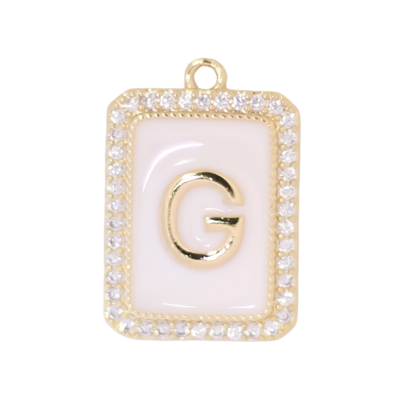 White Enamel Initial Letter G Charm