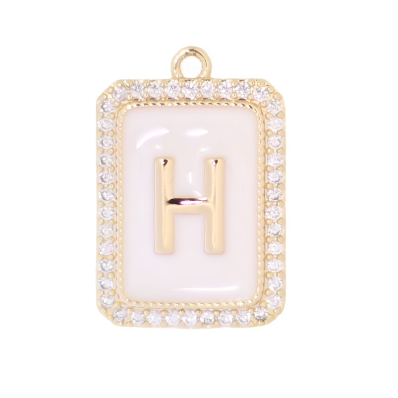 White Enamel Initial Letter H Charm