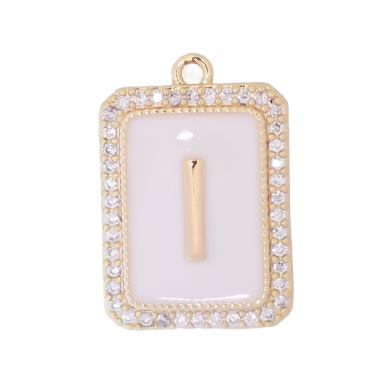 White Enamel Initial Letter I Charm