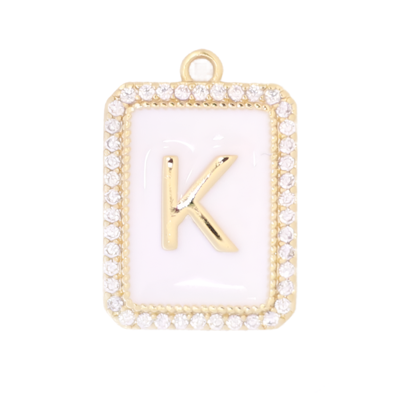 White Enamel Initial Letter K Charm
